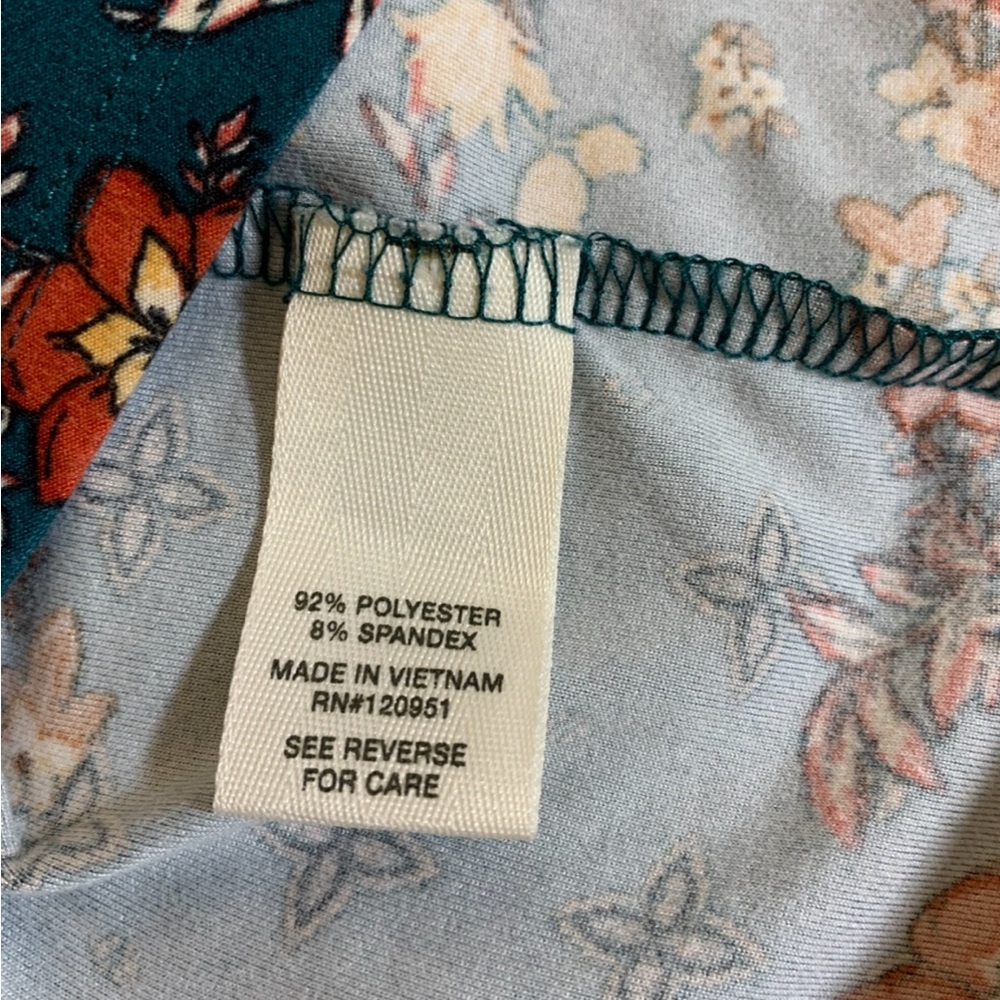 Mudd, Teal  Vibrant Floral Long Sleeve‎ Dress size Large - Picture 7 of 7